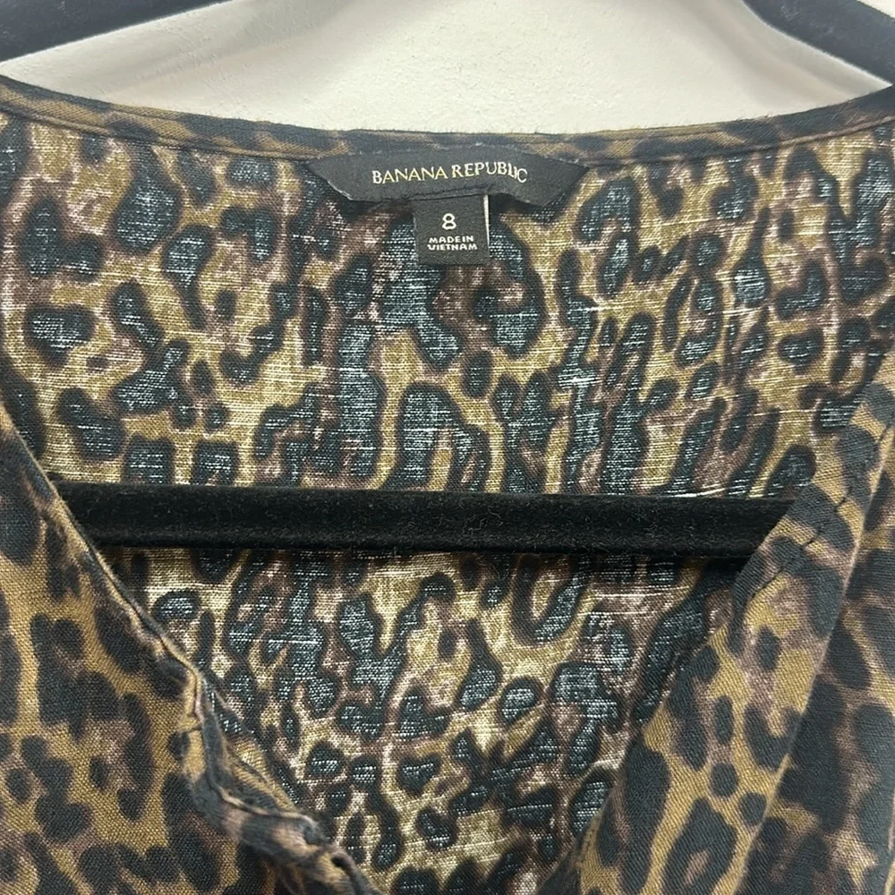 Banana Republic linen blend leopard print jumpsuit 8